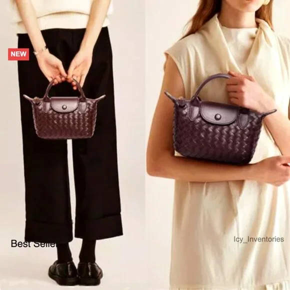 Mini Braided Faux Leather Top Handle Satchel Crossbody Bag